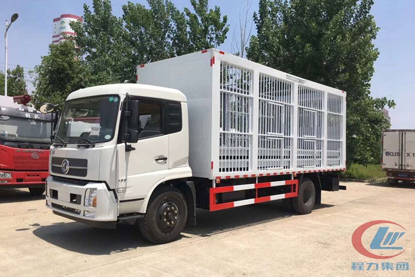東風(fēng)天錦6米8運豬車、畜禽運輸車側(cè)面圖