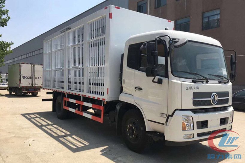 東風(fēng)天錦6米8運豬車、畜禽運輸車側(cè)面圖