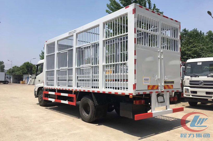 東風(fēng)天錦6米8運豬車、畜禽運輸車側(cè)面圖